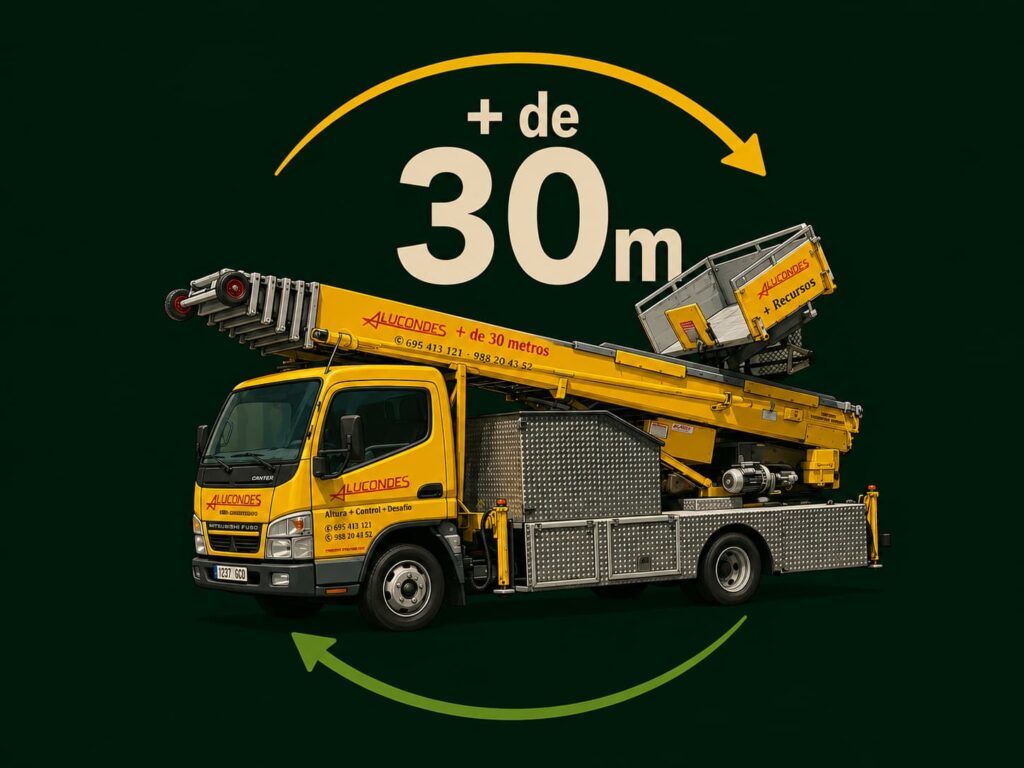 Plataforma elevadora de Alucondes con alcance de más de 30 metros