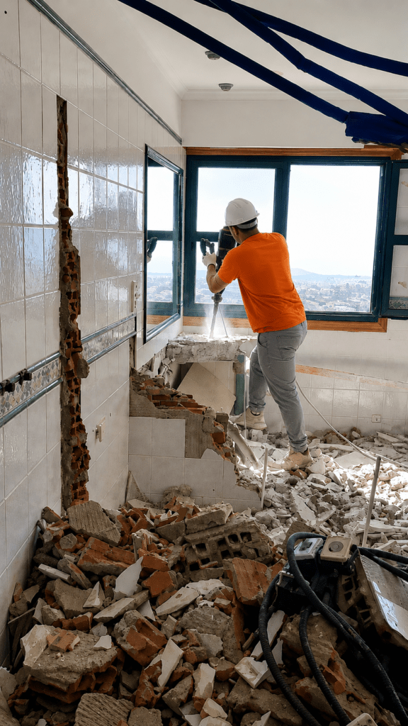 Derribo interior en vivienda con retirada de escombros