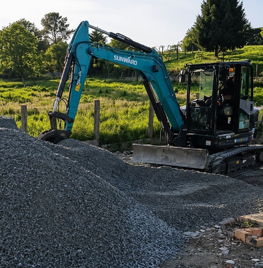 Excavadora con accesorios para obras en Ourense
